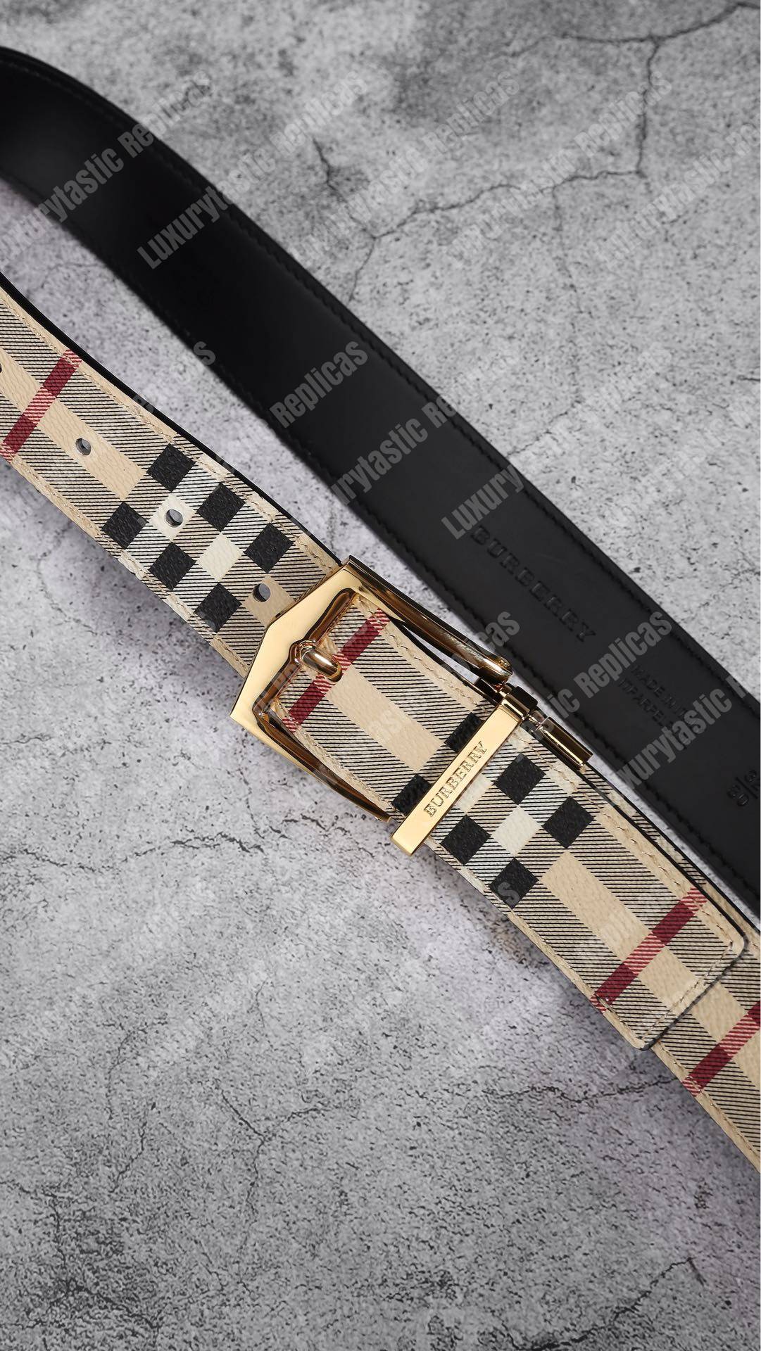 B**rry reversible vintage check leather belt