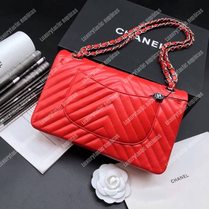 Ch*el classic medium handbag red