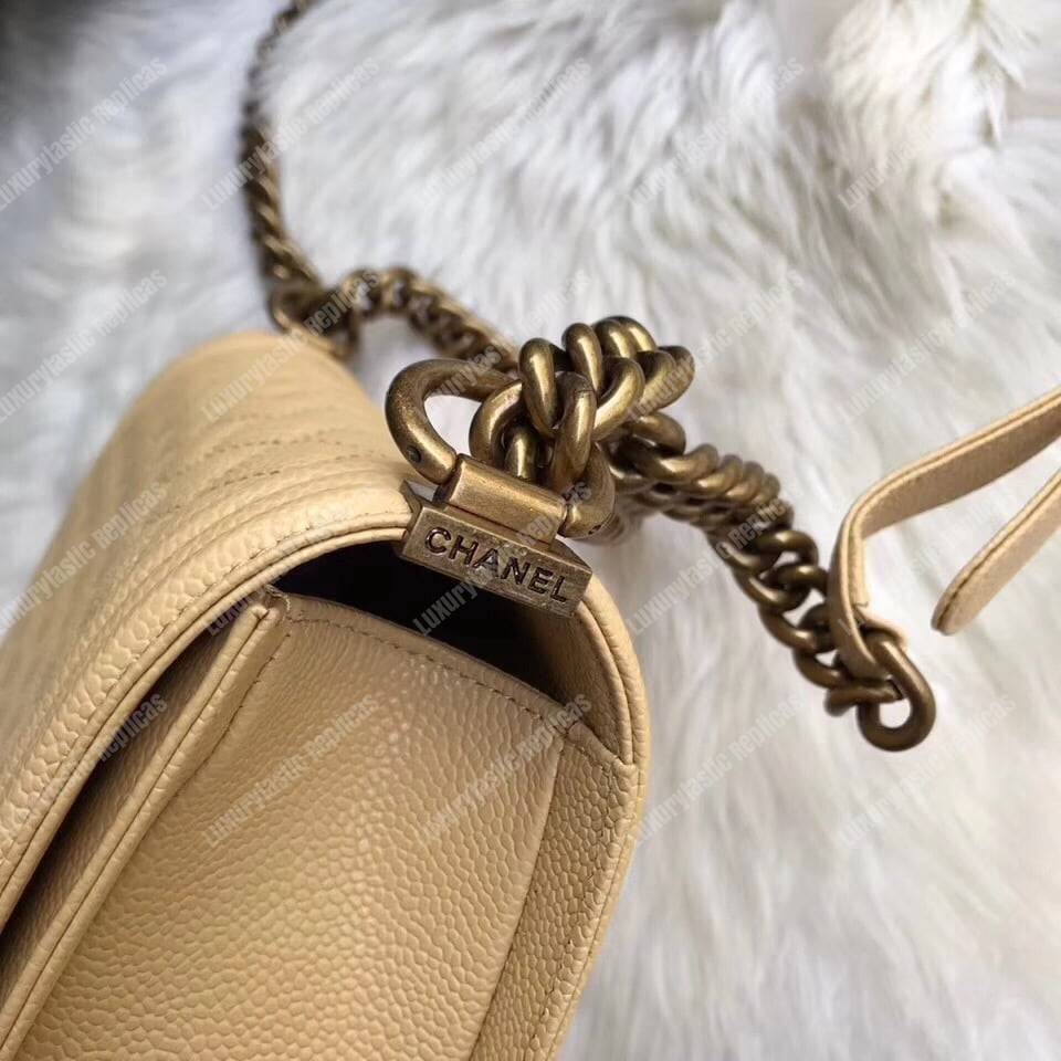 Ch*el boy medium handbag beige