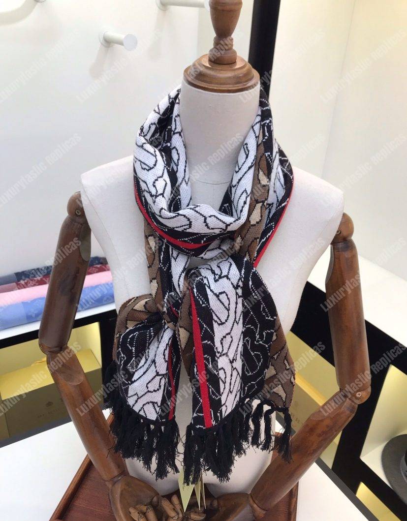B**rry monogram stripe cashmere scarf