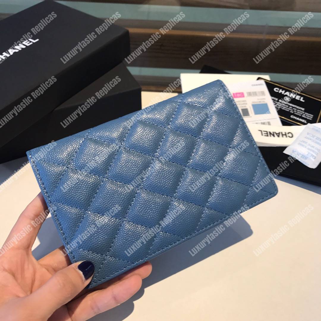 Classic Passport Holder Caviar Leather Blue