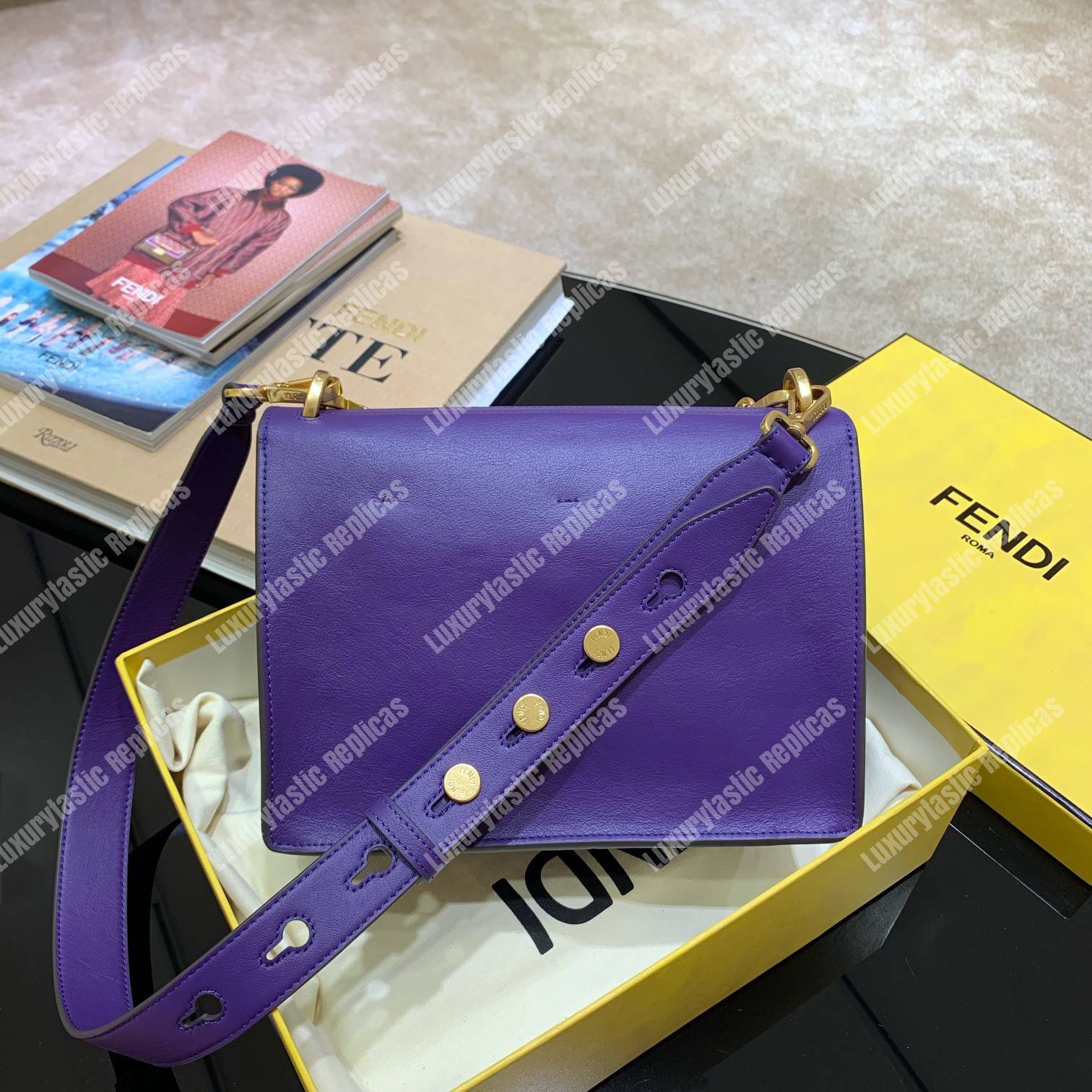 F**di kan u leather bag purple