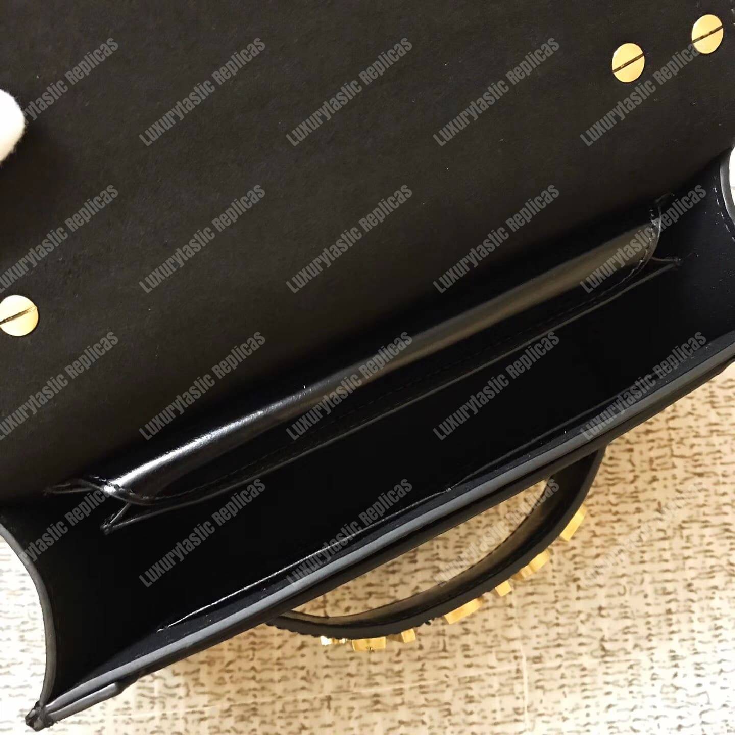 j’aD*or flap bag gold chain – black calfskin