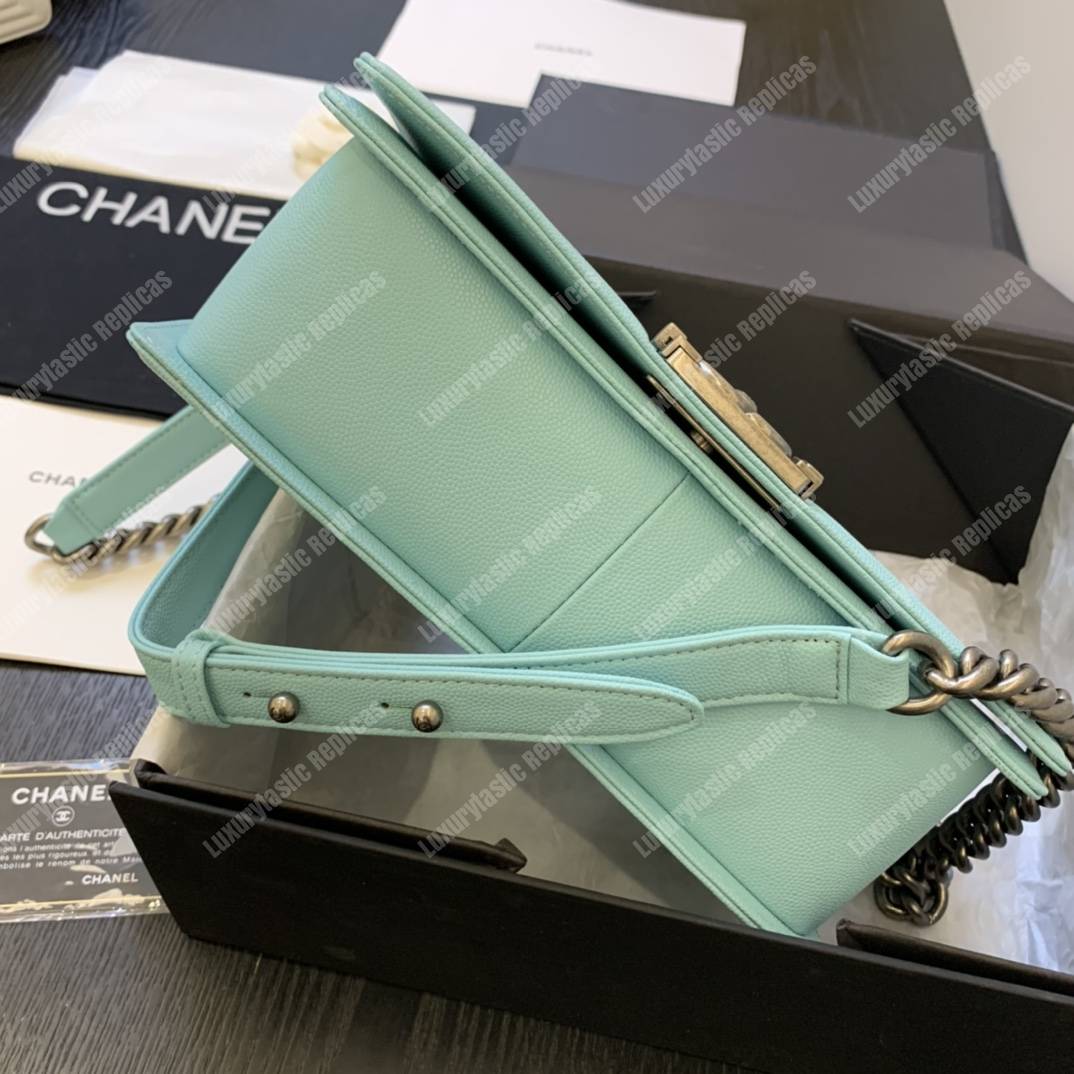 Ch*el boy medium caviar leather sky blue