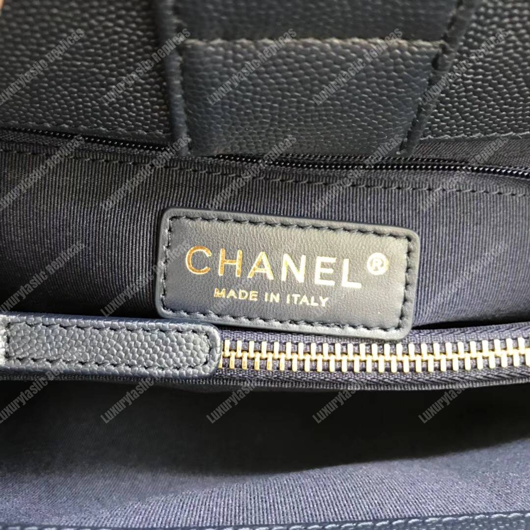 Ch*el large shopping bag navy blue