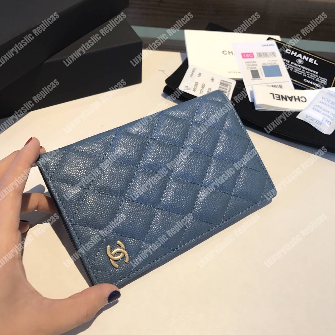 Classic Passport Holder Caviar Leather Blue