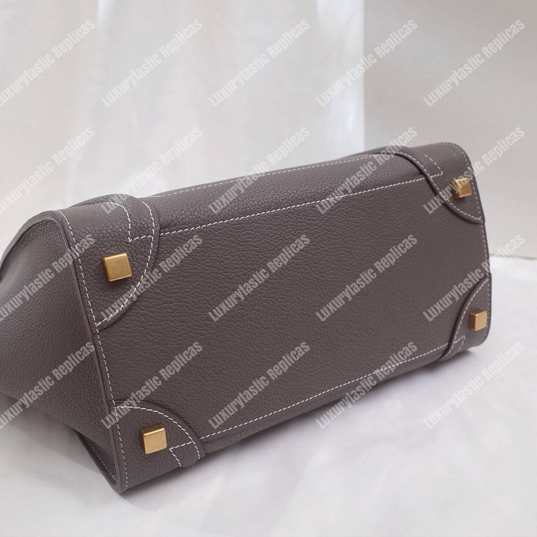 Micro Luggage Handbag In Drummed Calfskin Souris