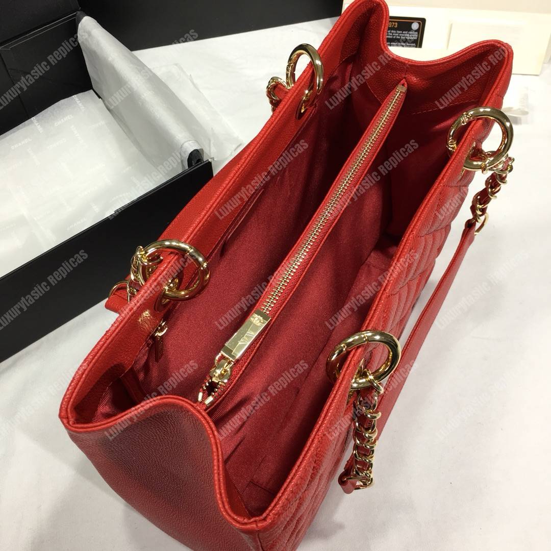 Ch*el large shopping tote red