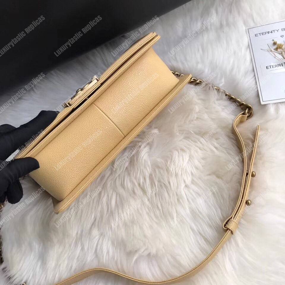 Ch*el boy medium handbag beige