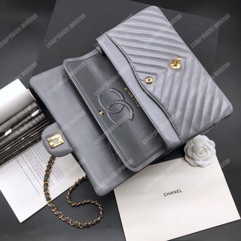Ch*el classic medium handbag grey