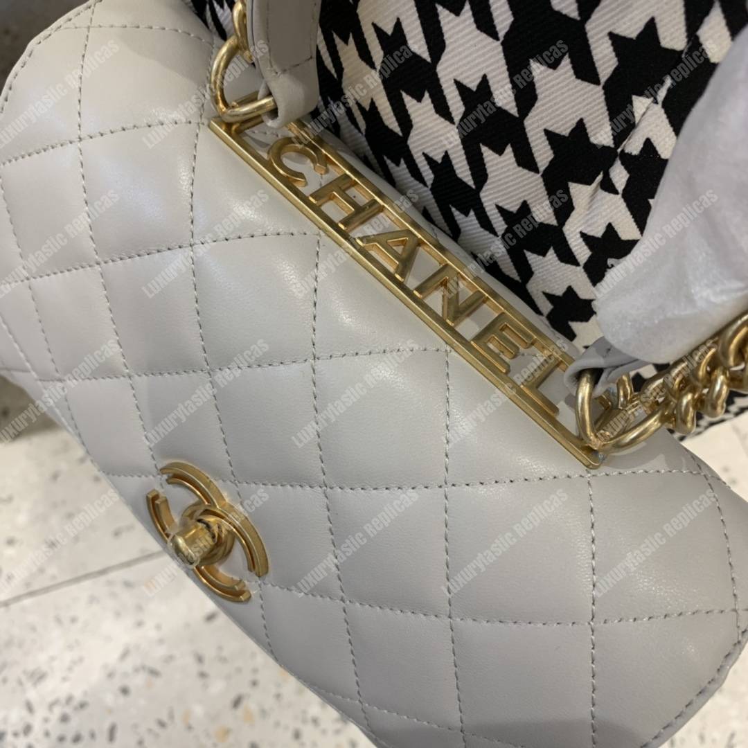 Ch*el flap bag with top handle lambskin white