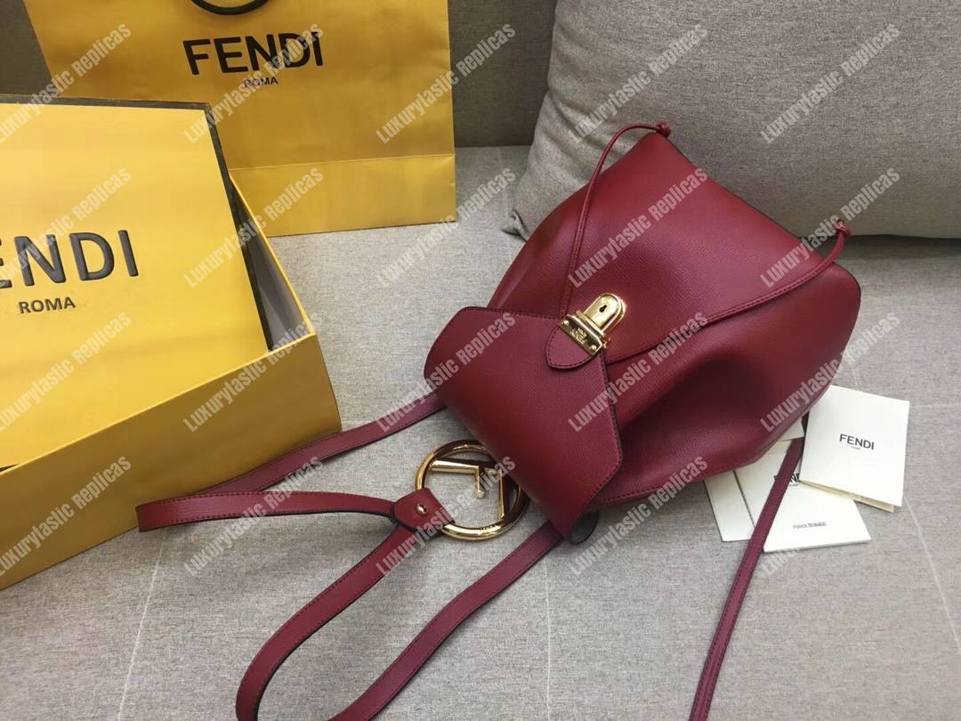 F**di red leather backpack