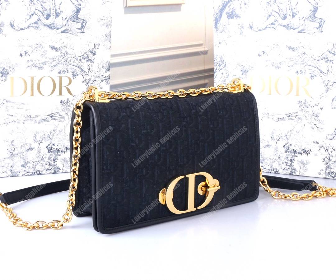 D*or wavy-effect 30 montaigne bag with chain black
