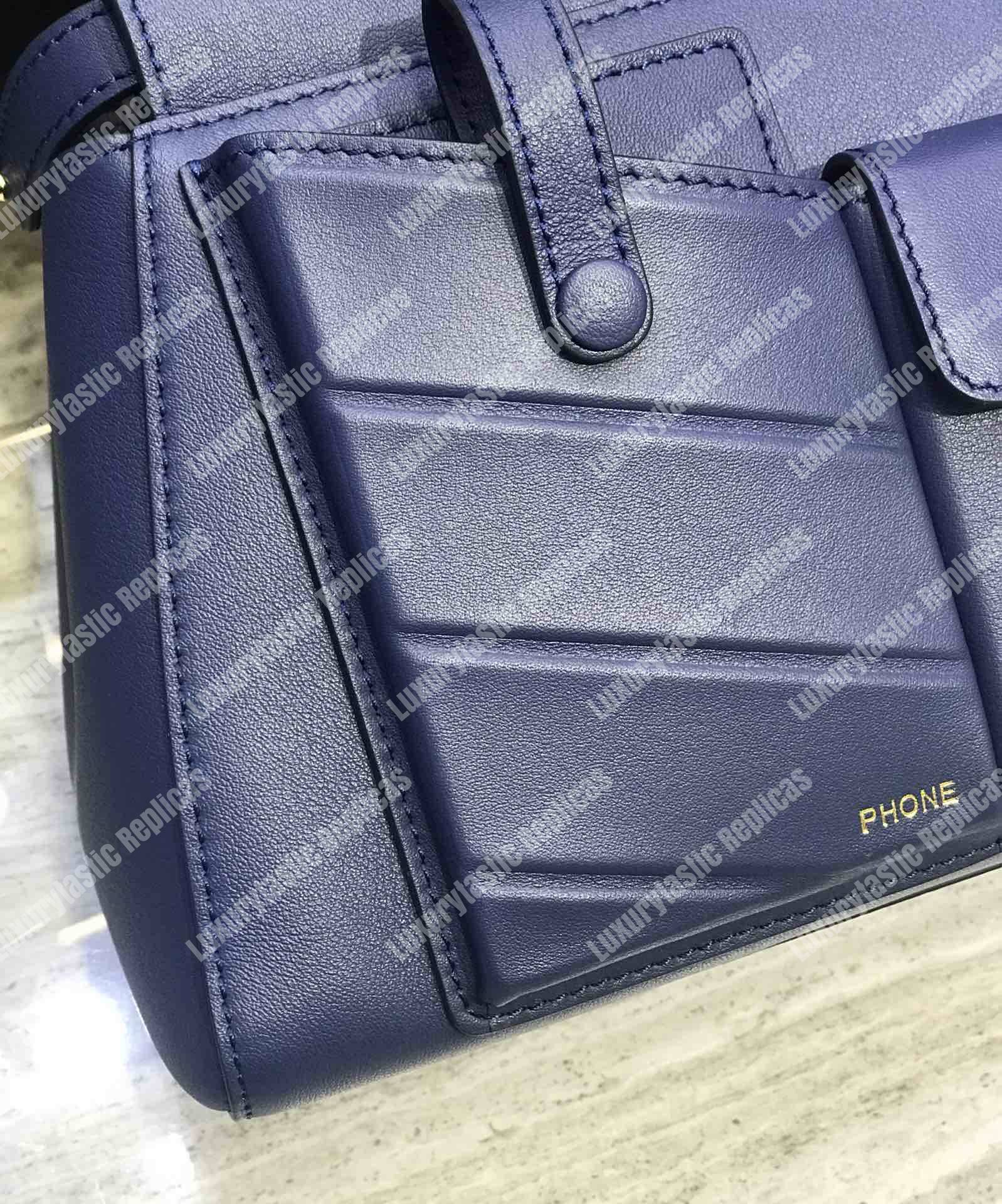 F**di peekaboo iconic mini blue leather bag