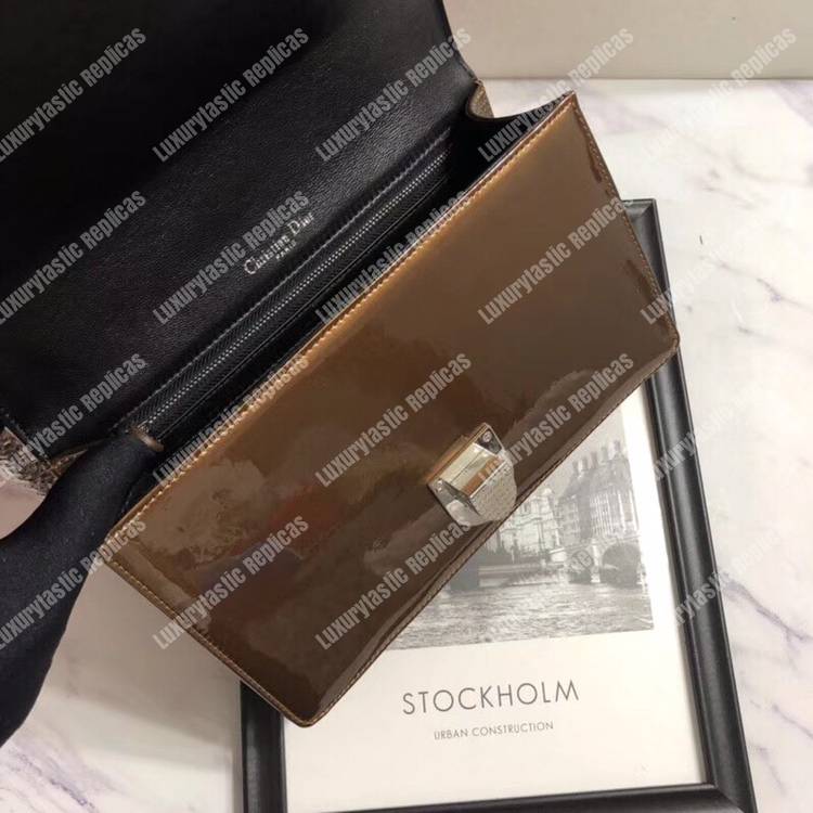 D*orama dark gold-toned metallic calfskin flap bag