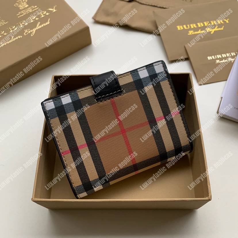 B**rry small vintage check and leather folding wallet black
