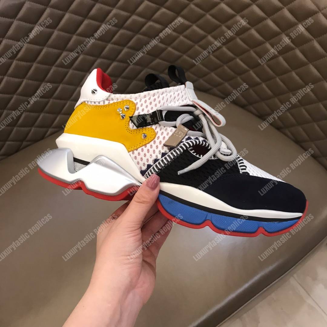Ch**an louboutin red runner black/yellow/blue lining