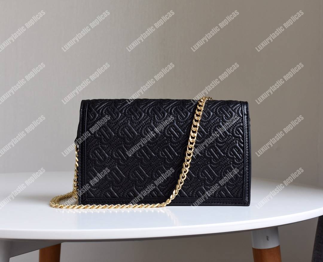 B**rry small quilted monogram tb envelope clutch black