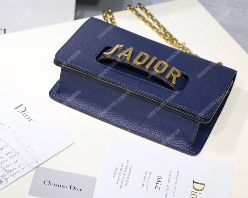 j’aD*or calfskin flap bag dark blue