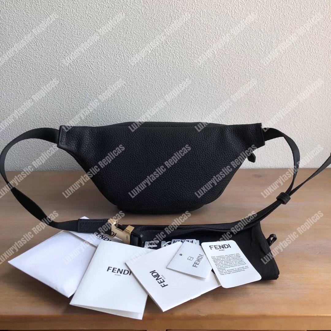 F**di black romano leather belt bag
