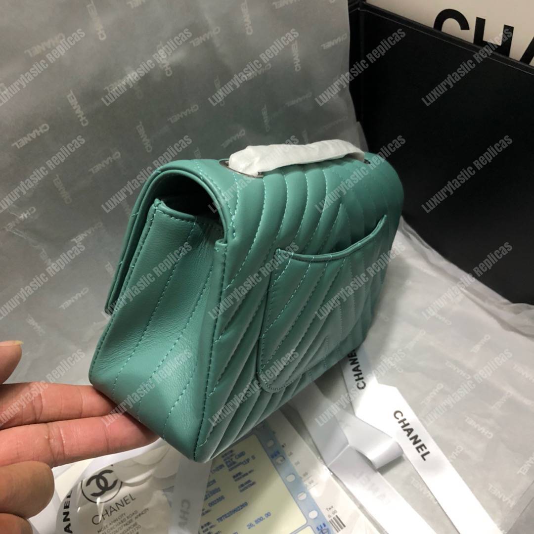 Ch*el mini flap bag light blue