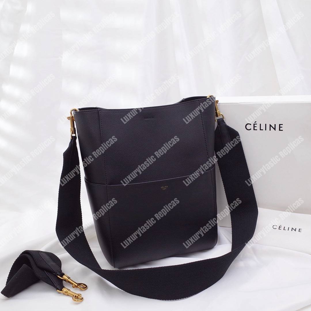 Ce**e sangle bucket bag in soft grained calfskin black