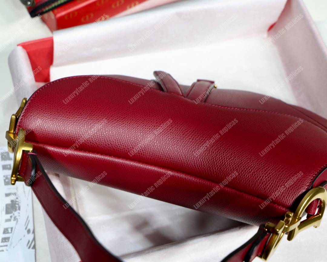 D*or saddle bag in red calfskin