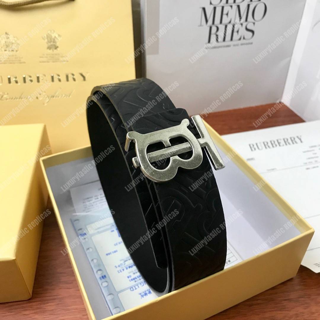 B**rry monogram motif monogram leather belt black