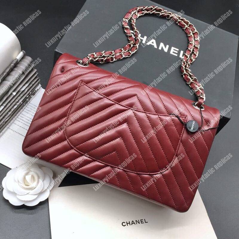 Ch*el classic medium handbag burgundy