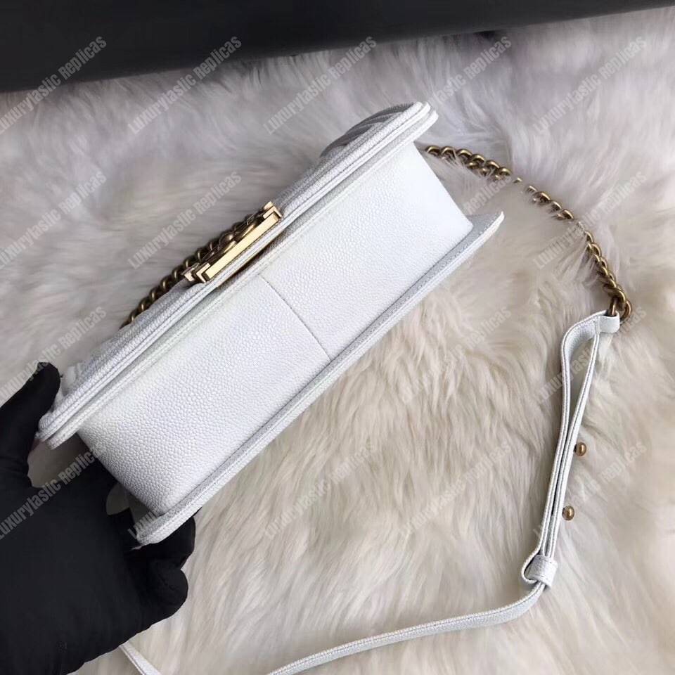 Ch*el boy medium handbag white