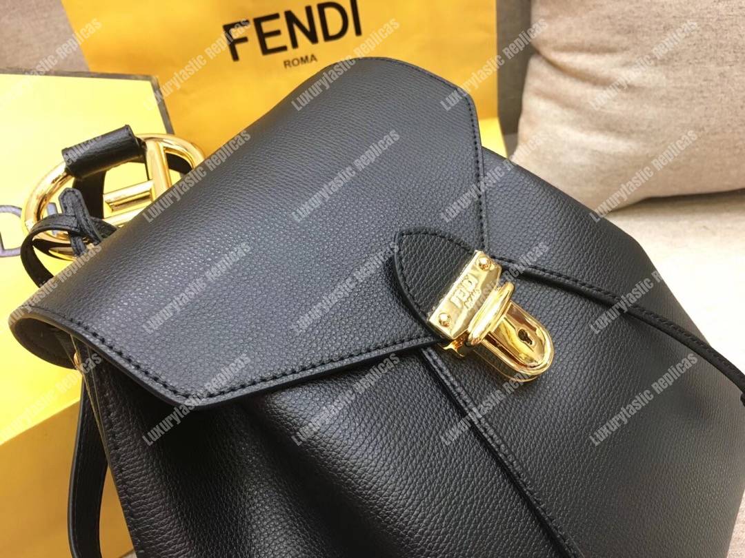 F**di black leather backpack