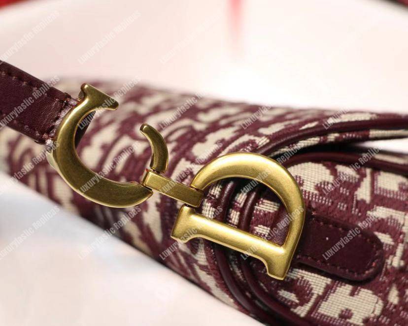 mini D*or burgundy oblique saddle bag