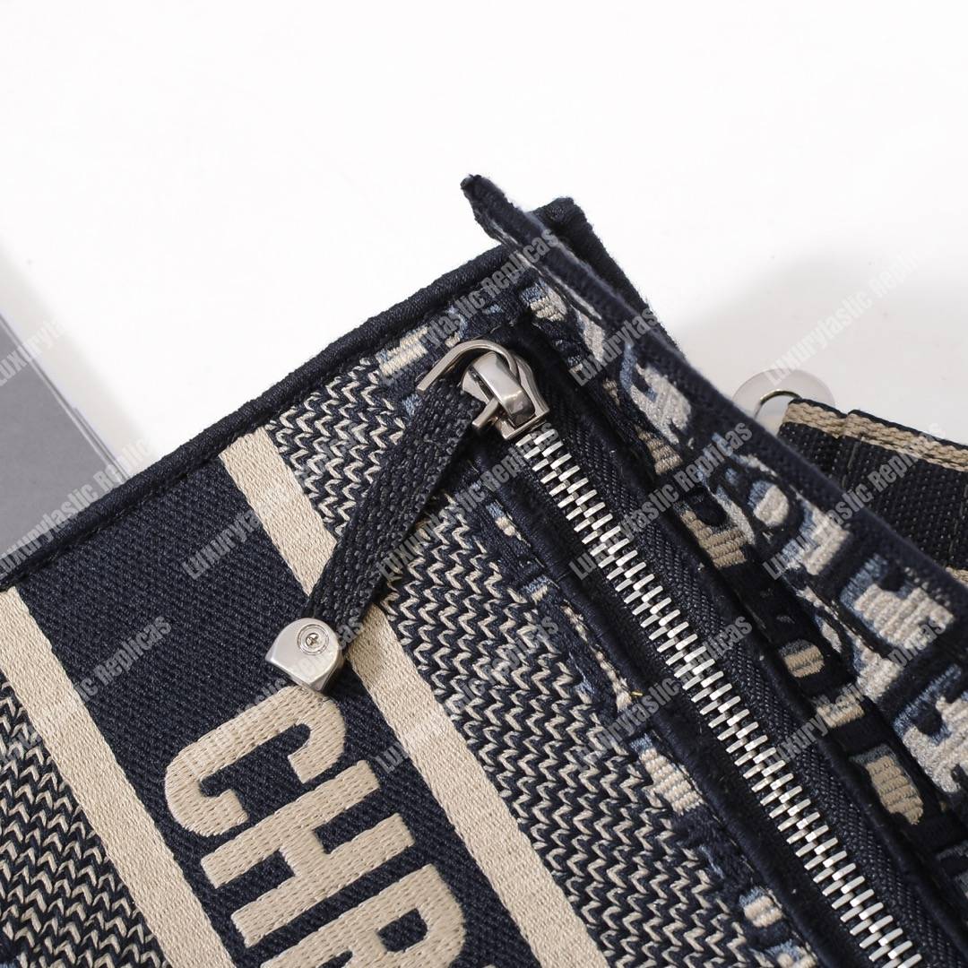 D*or blue oblique embroidered canvas clutch