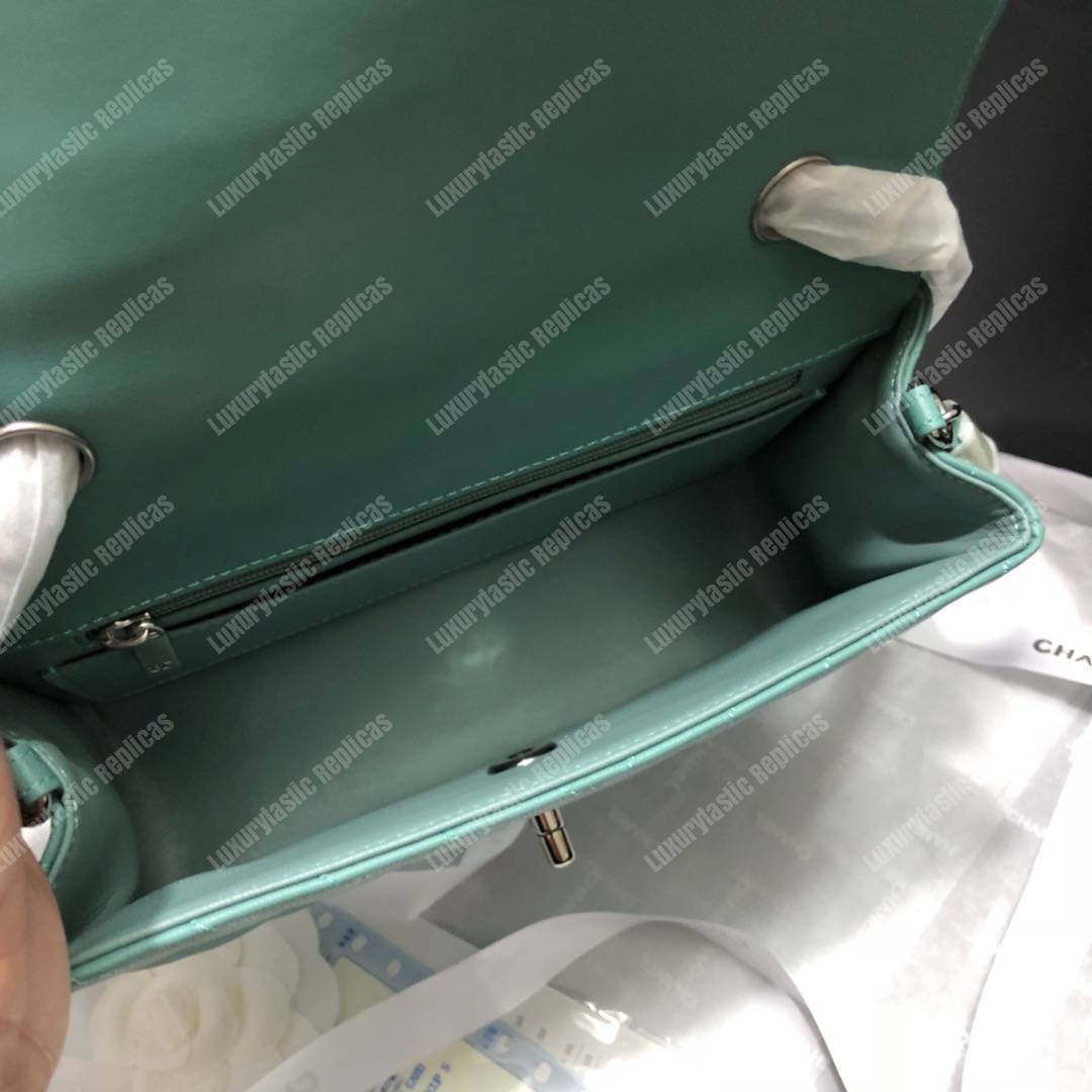 Ch*el mini flap bag light blue