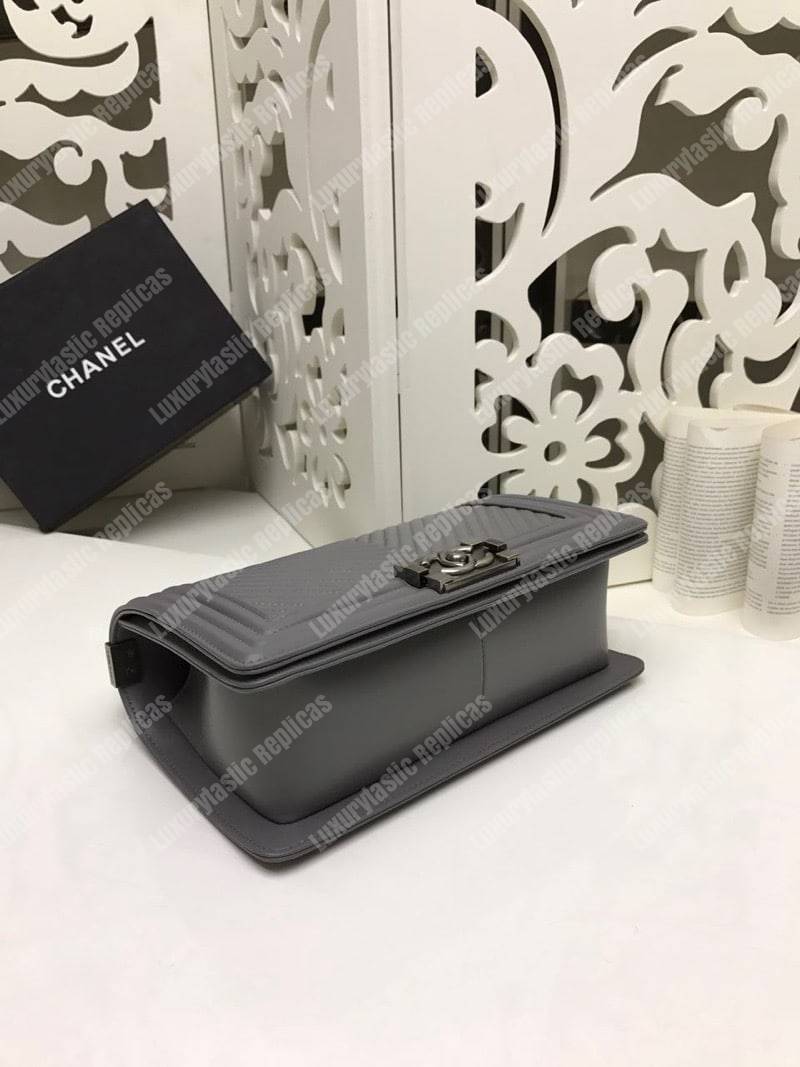 Ch*el boy handbag grey