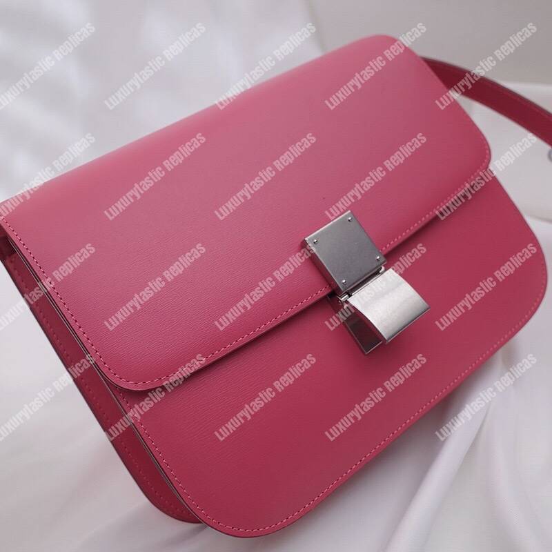 Ce**e medium classic bag in box calfskin red/silver hardware
