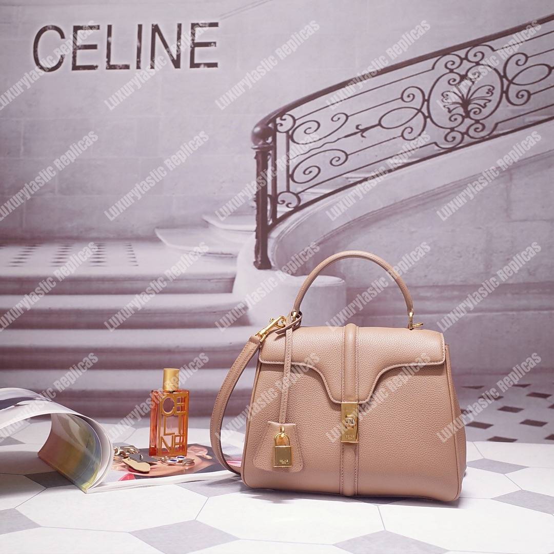 Ce**e small 16 bag in grained calfskin beige