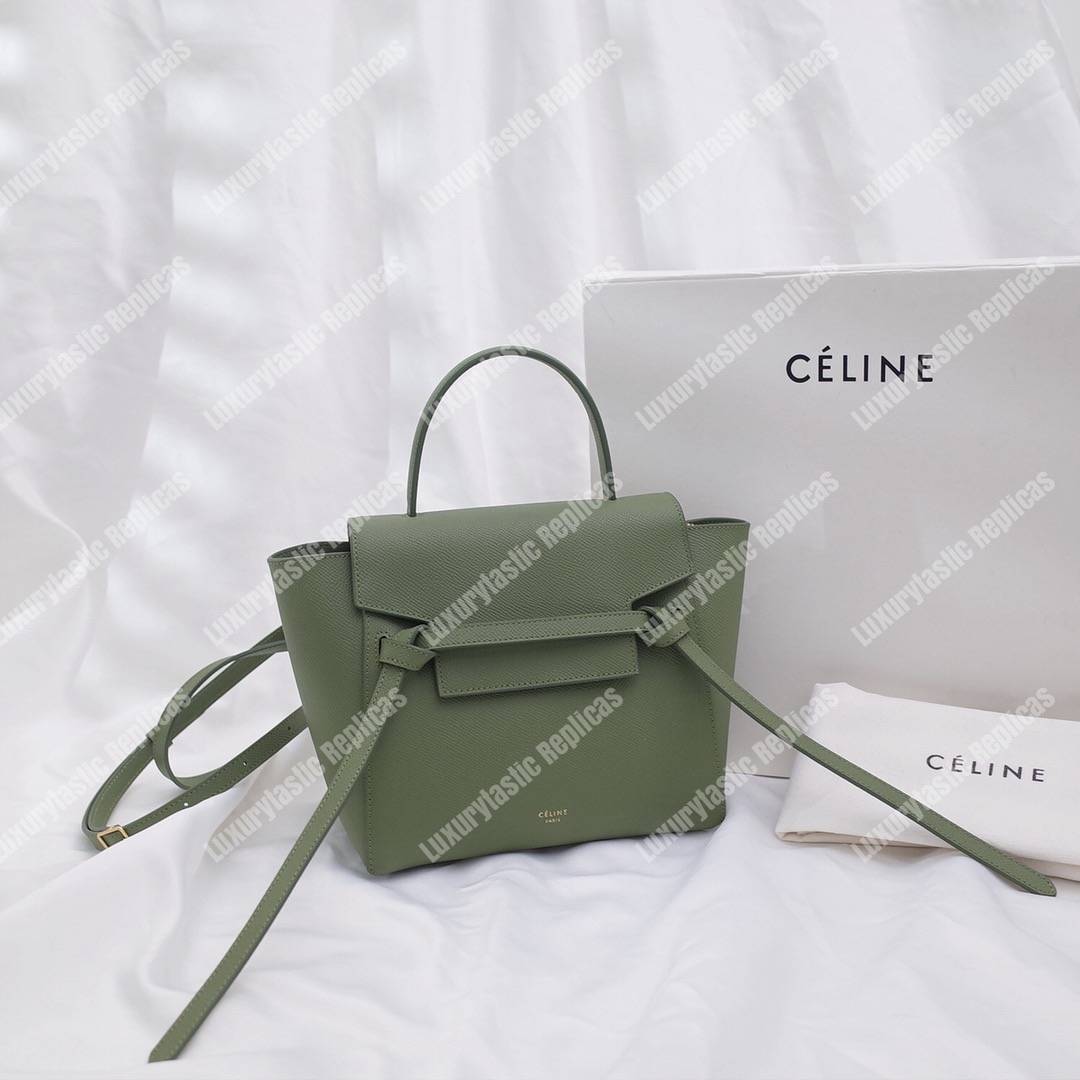 Ce**e nano belt bag in grained calfskin light khaki