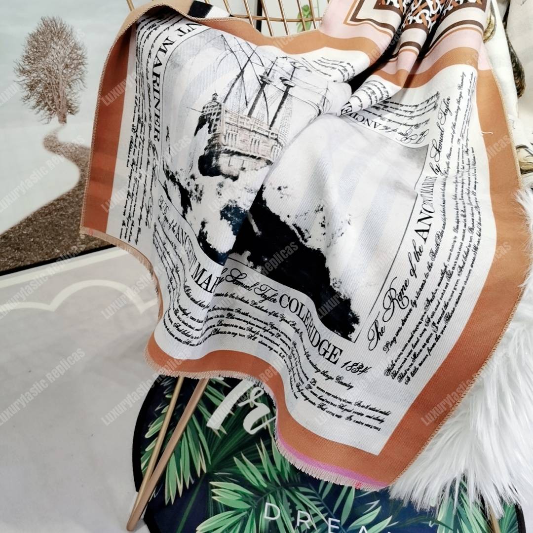 B**rry oyster, beige monogram and mariner print silk scarf archive beige