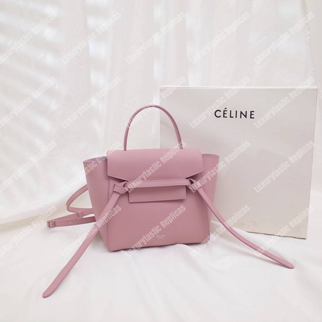 Ce**e nano belt bag in grained calfskin vintage pink
