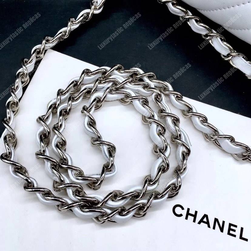 Ch*el classic medium handbag white