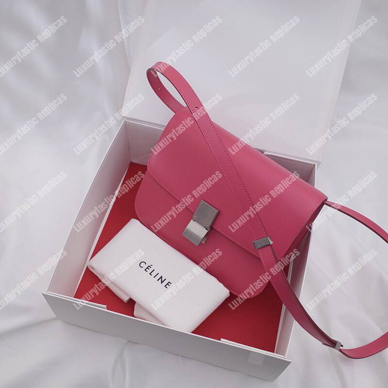 Ce**e medium classic bag in box calfskin red/silver hardware
