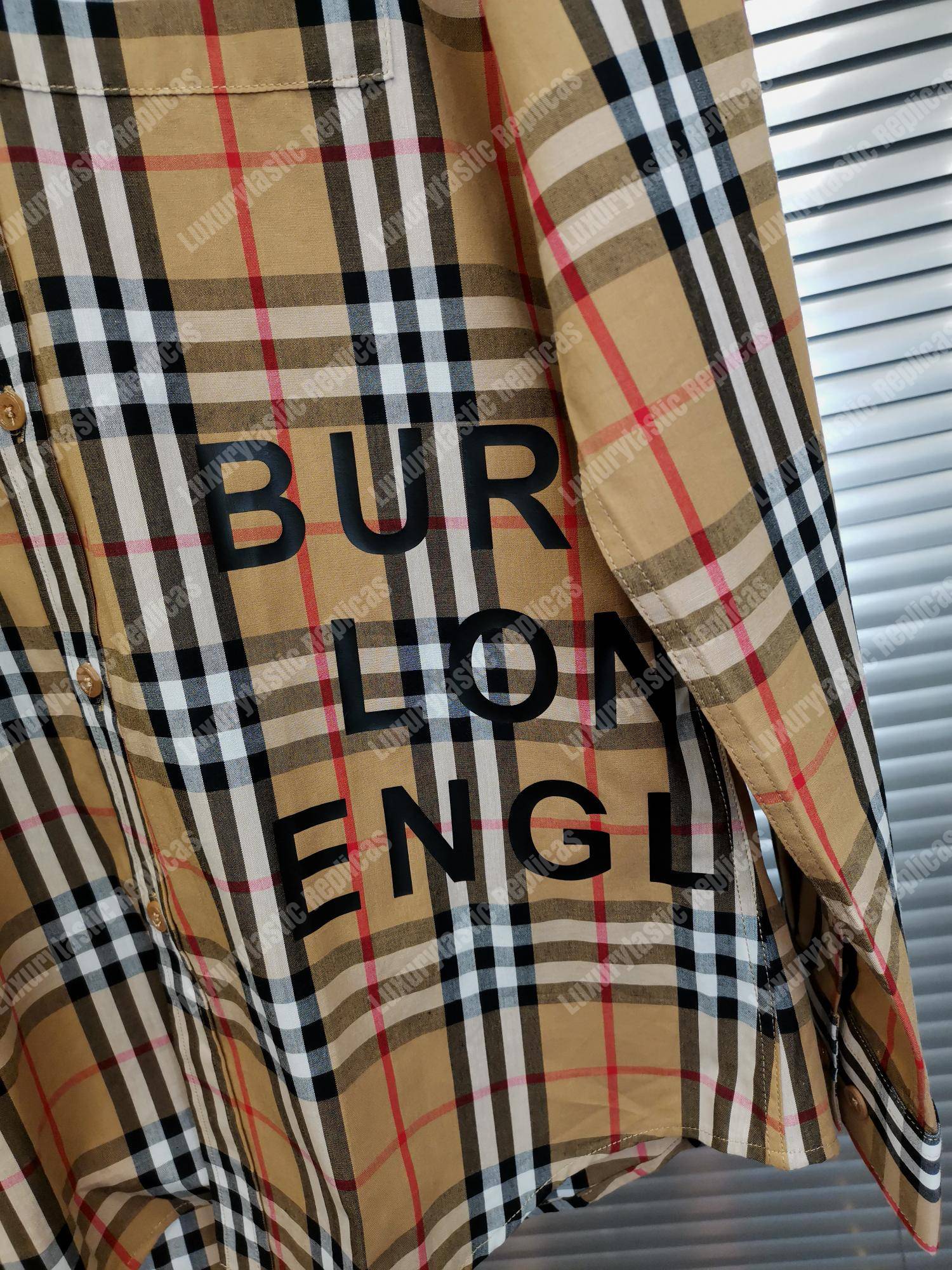 B**rry logo print check cotton oversized shirt
