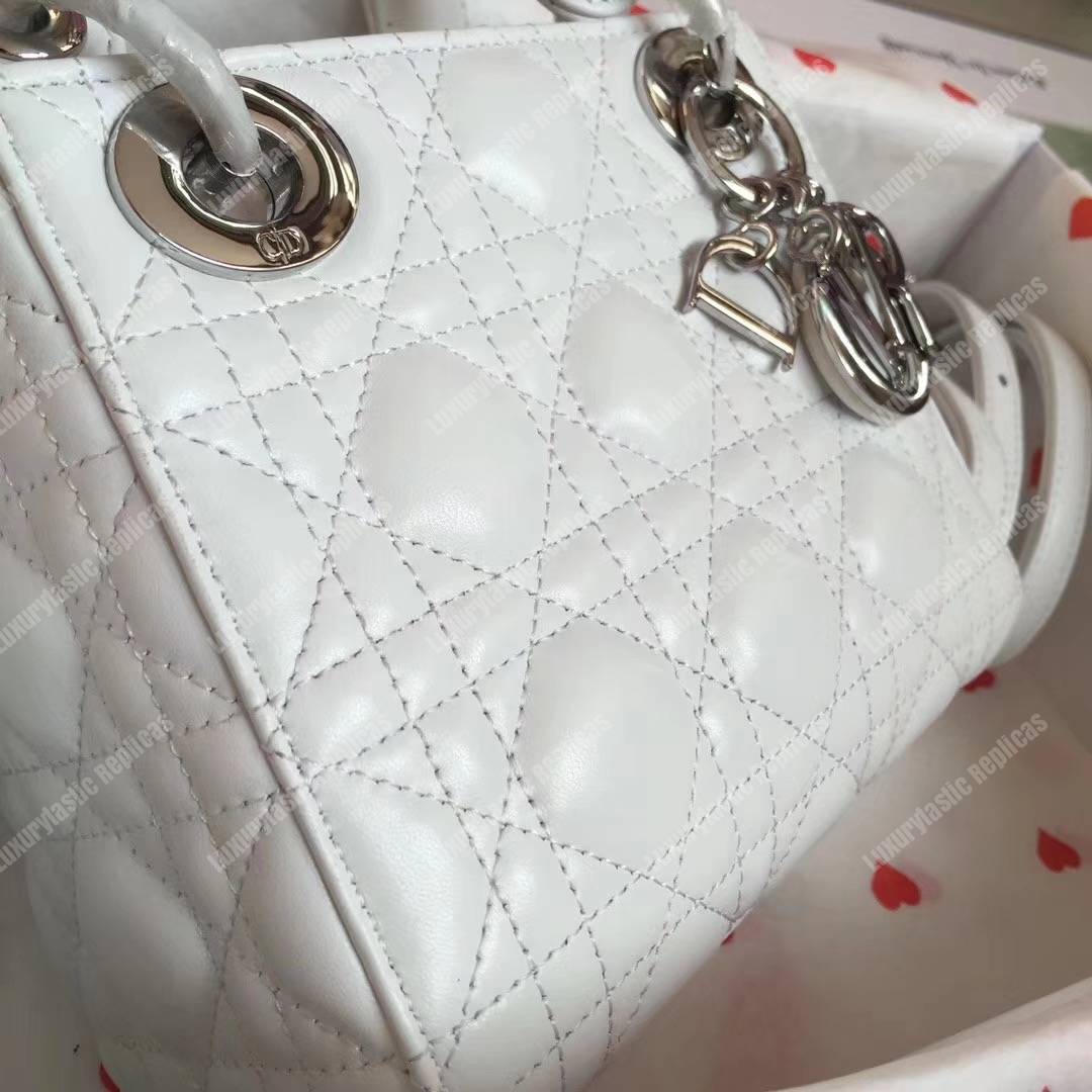 mini lady D*or lambskin bag off-white