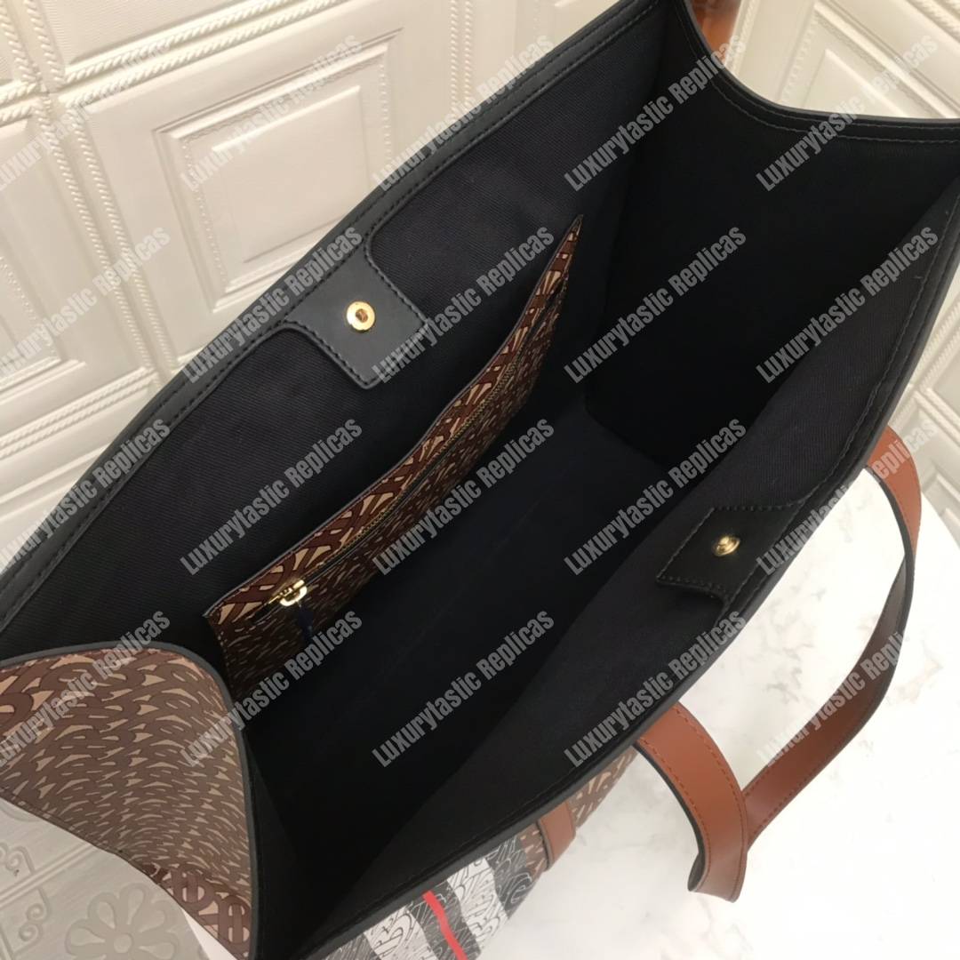 B**rry small monogram stripe e-canvas tote bag brown