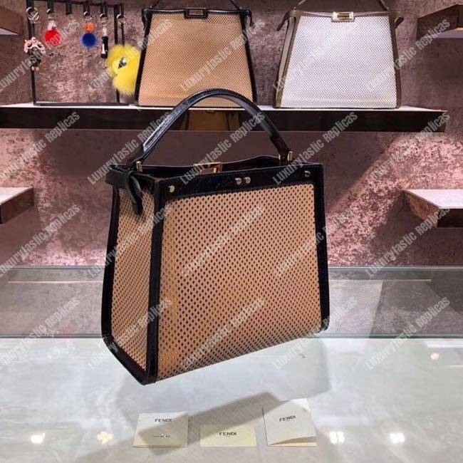 F**di peekaboo x-lite medium beige leather bag