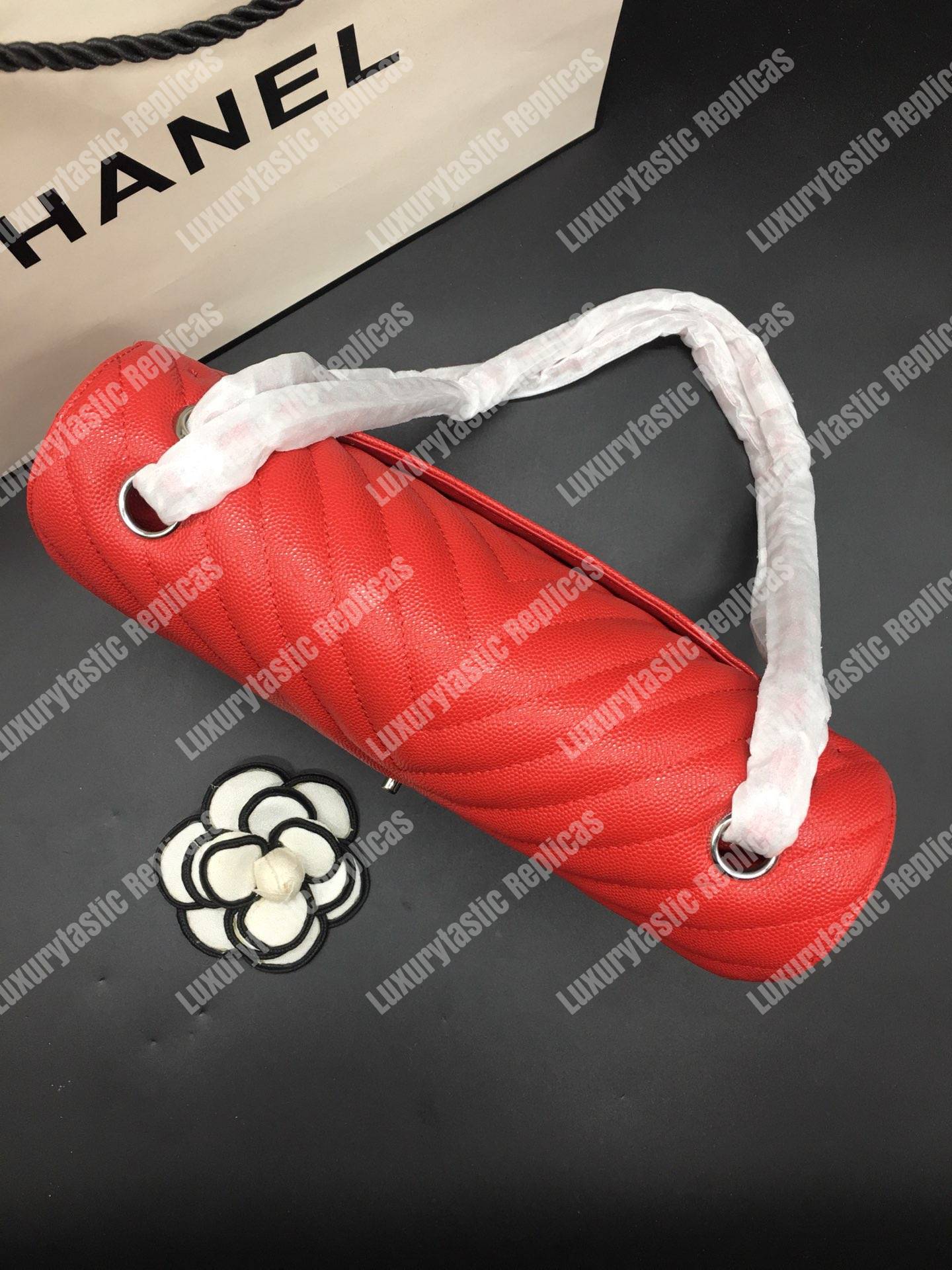 Ch*el classic medium handbag red