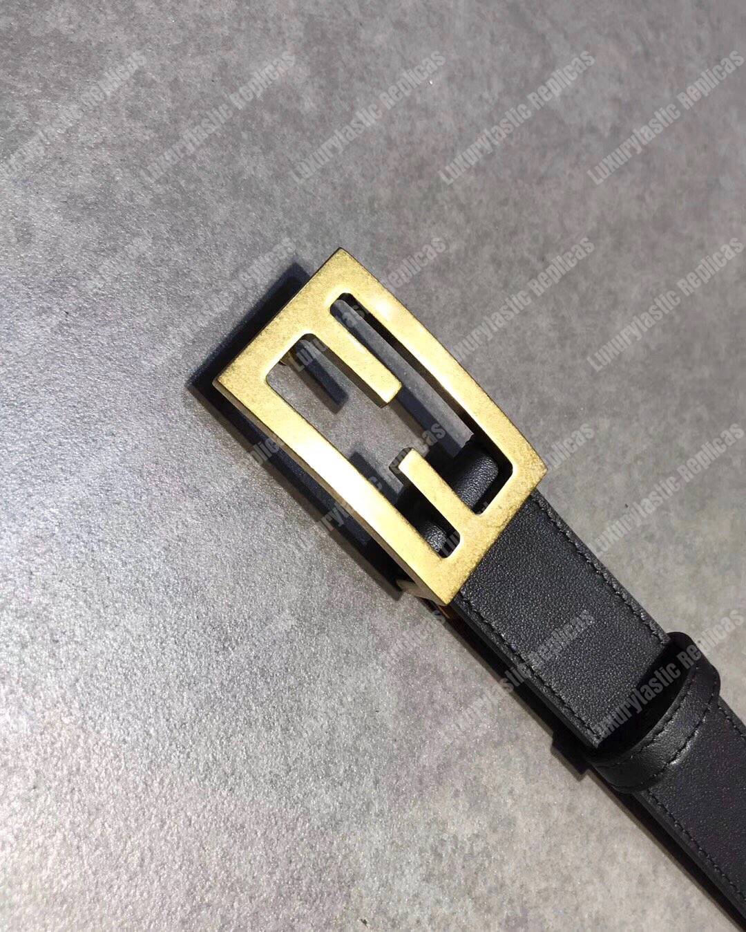 F**di black leather baguette belt