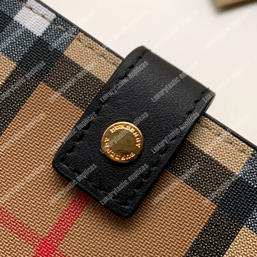 B**rry small vintage check and leather folding wallet black