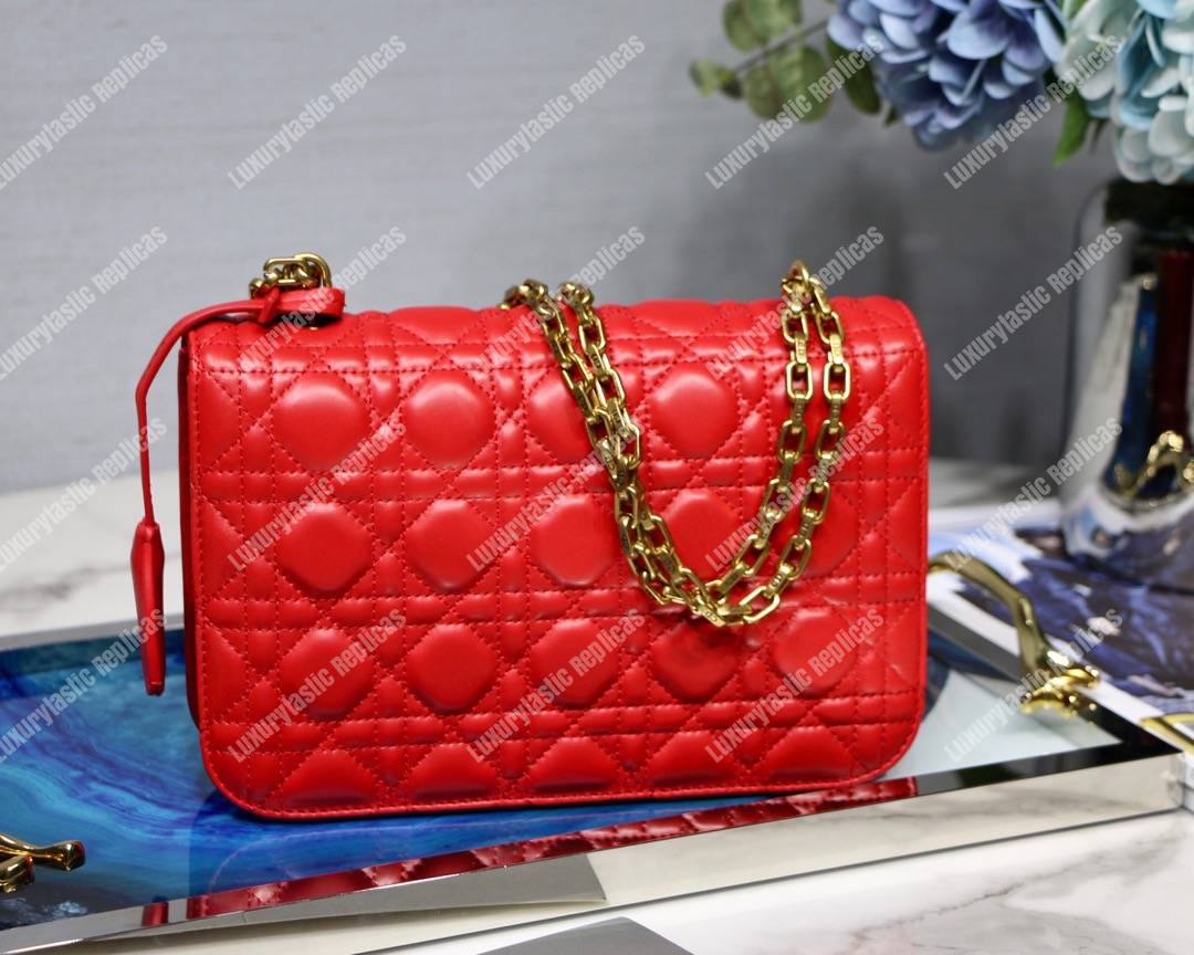 D*or lambskin D*oraddict flap bag red
